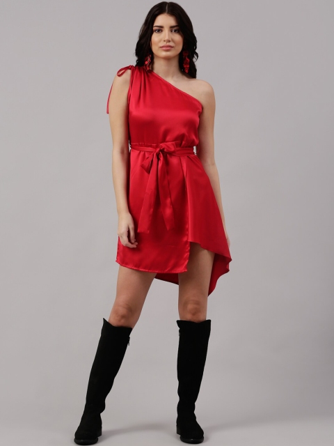 

NEUDIS Red Layered Satin Dress