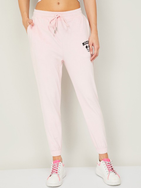 

Ginger by Lifestyle Women Pink & Black Mickey Mouse Print Track Pants