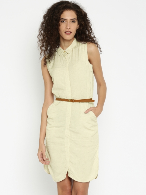 

IZABEL LONDON by Pantaloons Women Off-White Solid Shirt Dress