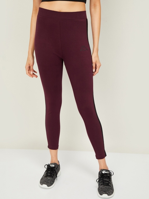 

Kappa Women Maroon Solid Cotton Tights