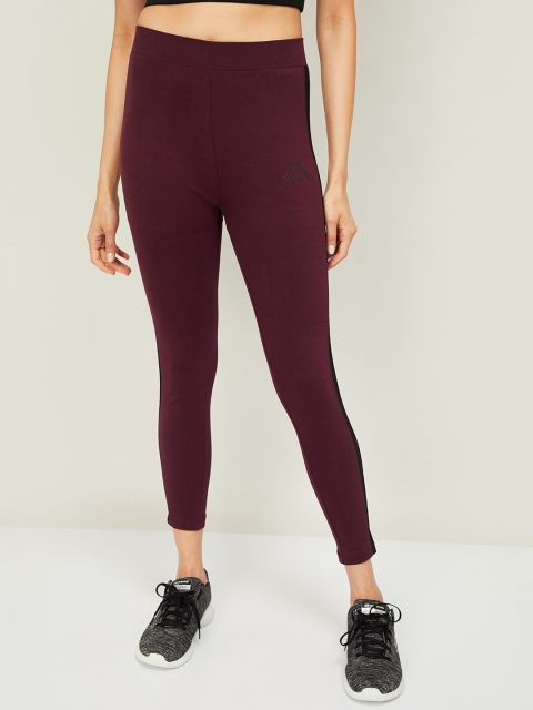 

Kappa Women Maroon Solid Cotton Tights