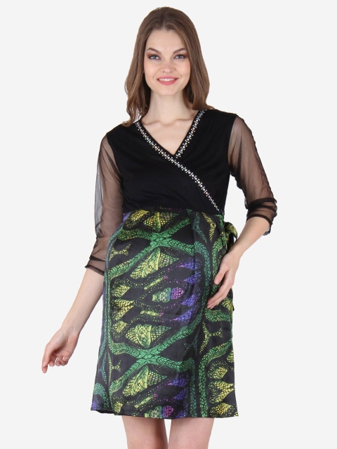 

Preggear Green Satin Maternity Wrap Dress