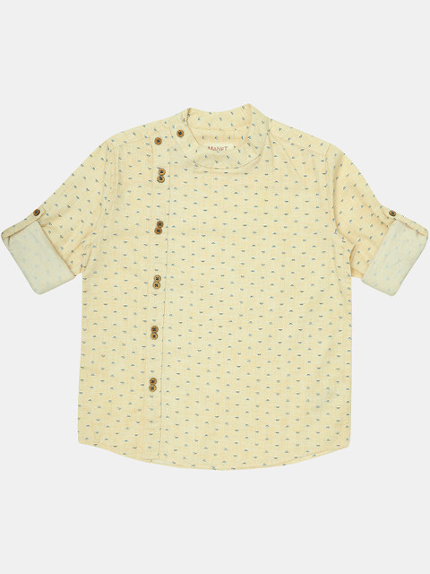 

MANET Boys Cream-Coloured Opaque Printed Casual Cotton Shirt