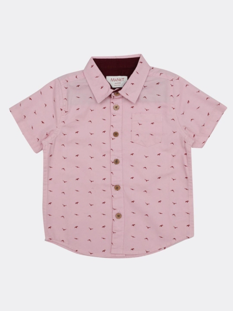 

MANET Boys Pink Opaque Printed Casual Shirt