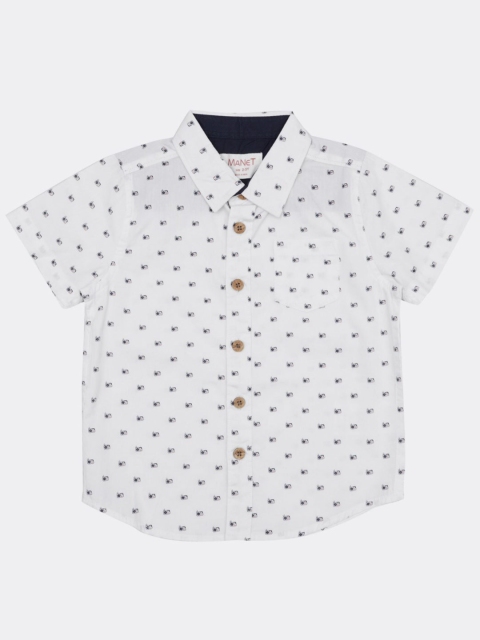 

MANET Boys White Opaque Printed Casual Shirt