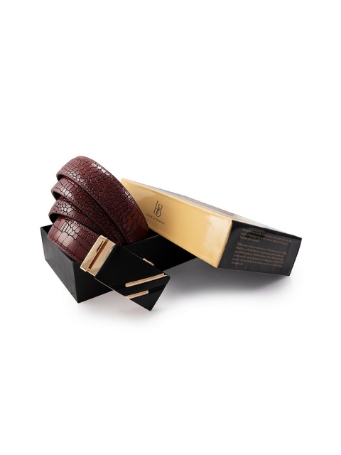 

BANGE Men Maroon Textured Leather Auto-lock Formal Belt