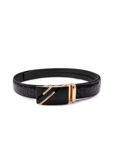 

BANGE Men Black Textured Leather Formal Belt