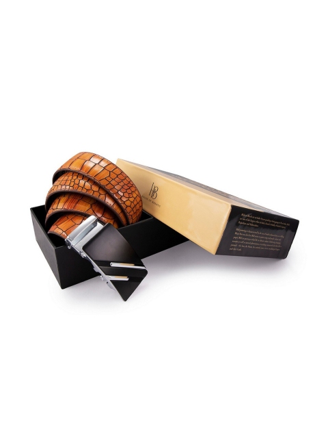 

BANGE Men Brown Textured Leather Formal Belt