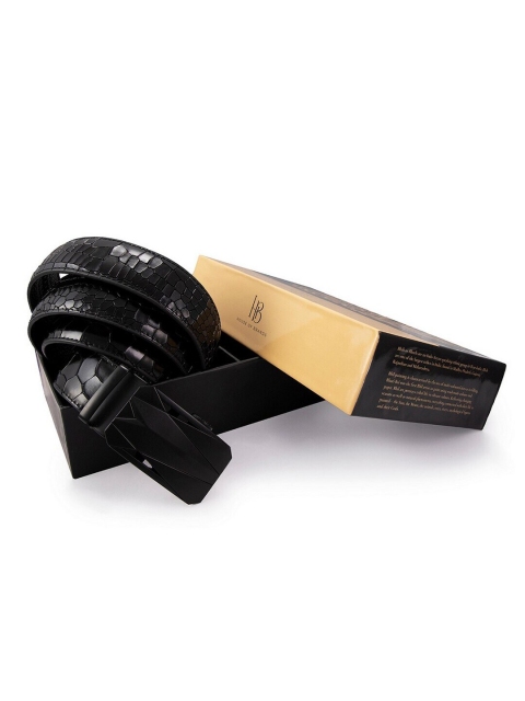 

BANGE Men Black Textured Leather Belt