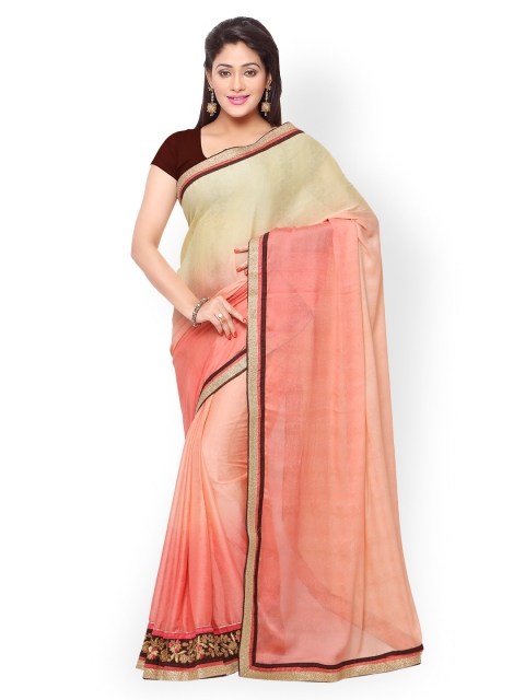 

Touch Trends Beige & Pink Ombre-Dyed Art Silk Saree