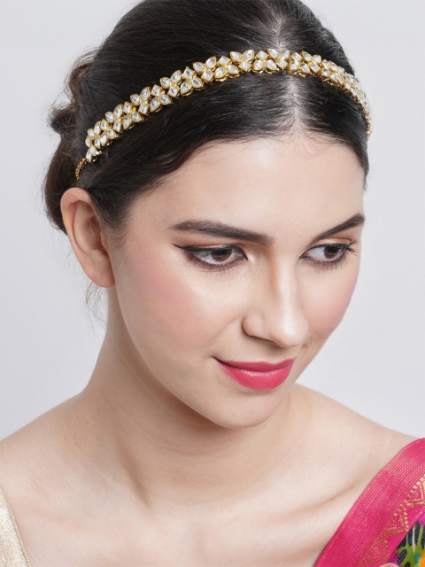 

KARATCART Women Gold-Toned & Silver-Toned Kundan Hairband