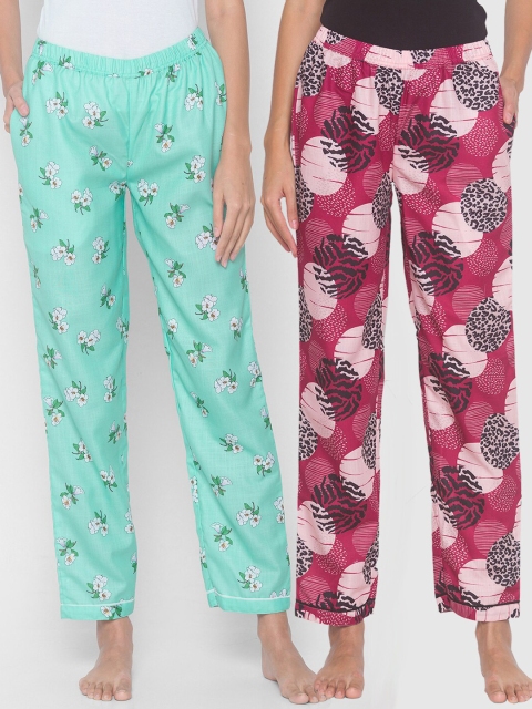

FashionRack Women Maroon & Blue Pack of 2 Printed Lounge Pants
