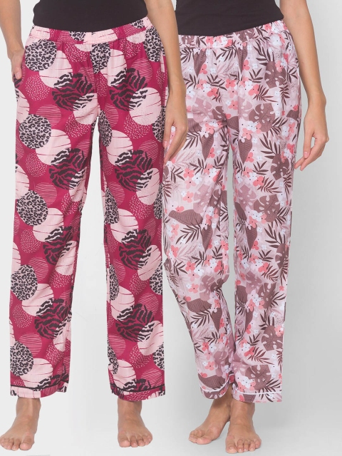 

FashionRack Women Maroon Pack of 2 Printed Pyjamas
