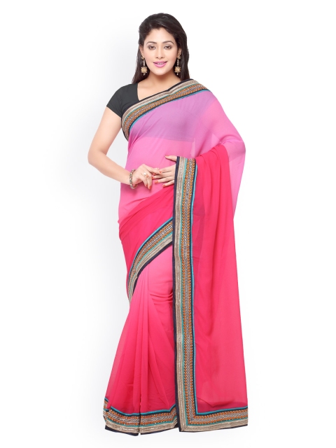 

Touch Trends Pink Georgette Ombre-Dyed Saree