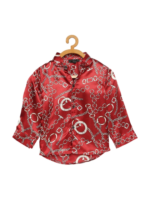 

Actuel Boys Maroon Opaque Printed Casual Shirt