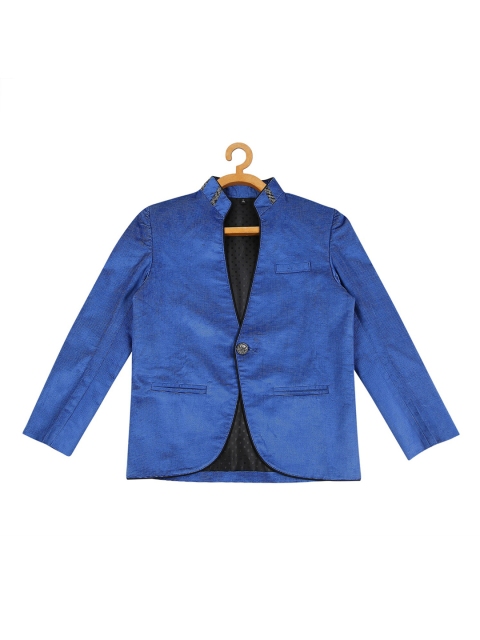 

Actuel Boys Blue & Black Solid Corduroy Blazer With Tshirt