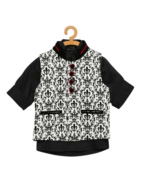 

Actuel Boys Black & White Velvet Cod Nehru Jacket with Shirt