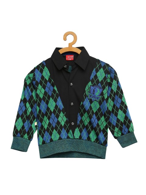 

Actuel Boys Green Opaque Printed Casual Shirt