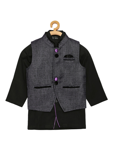 

Actuel Boys Purple & Black Partywear Nehru Jacket with Shirt