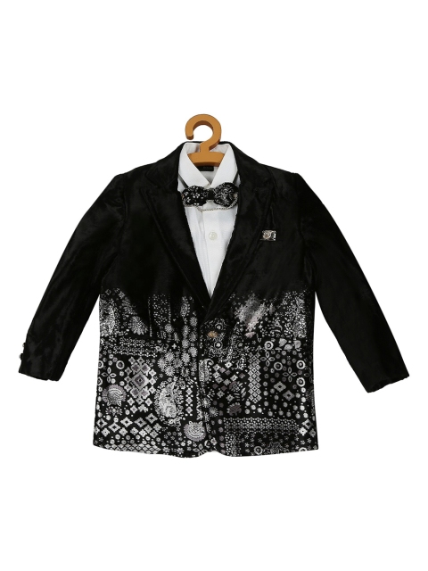 

Actuel Boys Black & White Partywear Velvet Blazer with Shirt