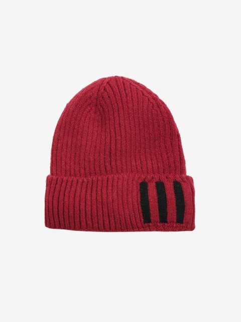 

LOOM LEGACY Men Maroon & Black Acrylic Wool Beanie