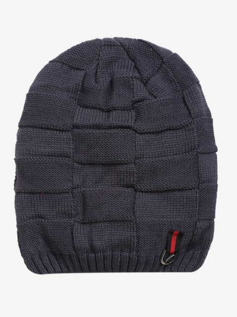 

LOOM LEGACY Men Grey Acrylic Wool Beanie