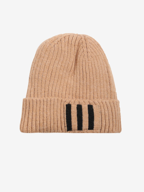 

LOOM LEGACY Men Beige & Black Acrylic Wool Beanie