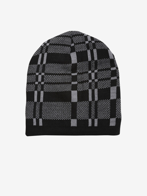 

LOOM LEGACY Men Black & Grey Acrylic Wool Beanie