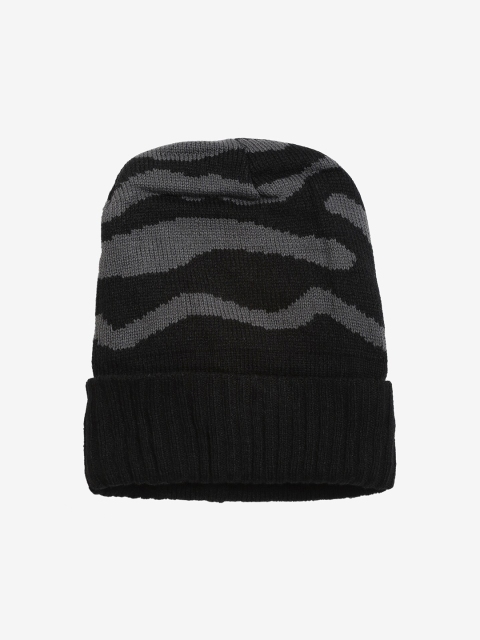 

LOOM LEGACY Men Black & Grey Acrylic Wool Beanie