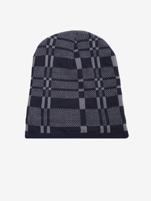 

LOOM LEGACY Men Navy Blue & Grey Acrylic Wool Beanie