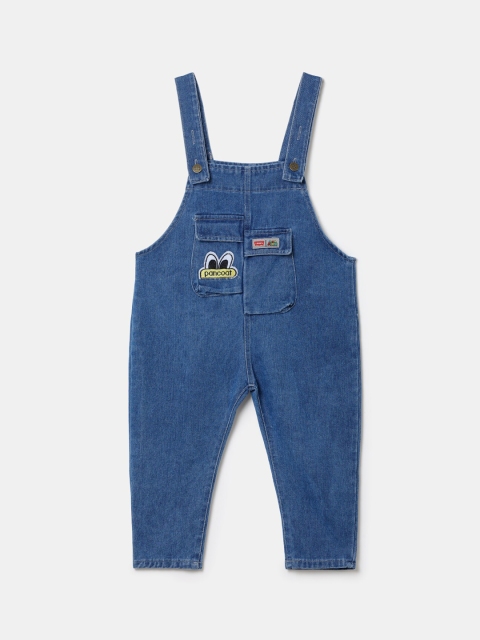 

Hopscotch Boys Blue Solid Cotton Dungarees