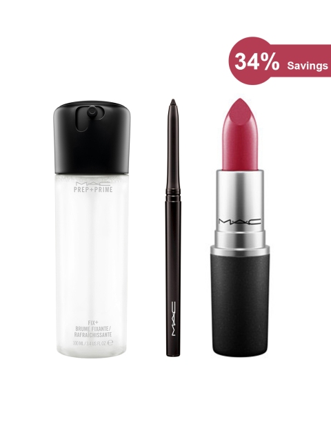 

M.A.C Set of Lipstick - Eyeliner & Prep + Prime Fix Red Alert Kit, White