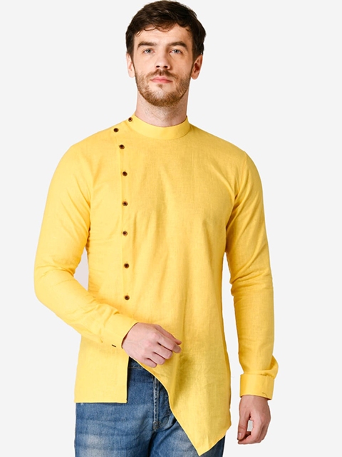 

TABARD Men Yellow Cotton Kurta