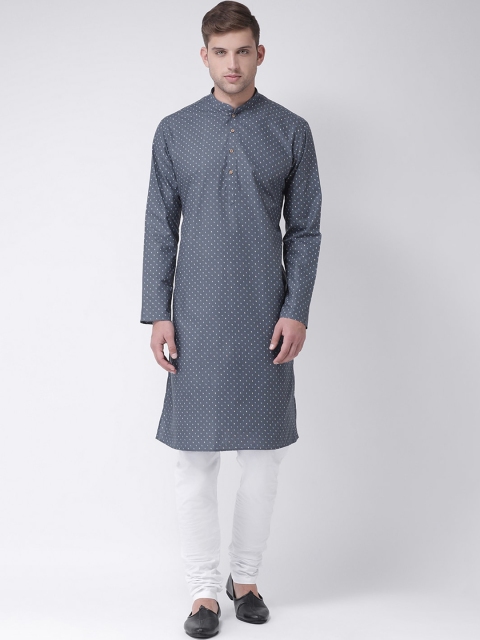 

TABARD Men Blue Printed Khadi Pathani Cotton Kurta