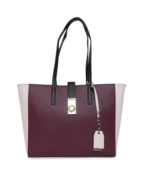 

ALDO Maroon & Grey Colourblocked Shopper Tote Bag