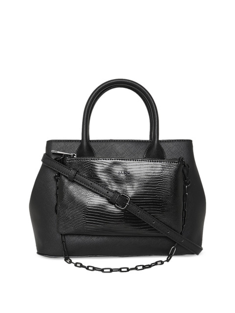 

ALDO Black Textured PU Structured Handheld Bag