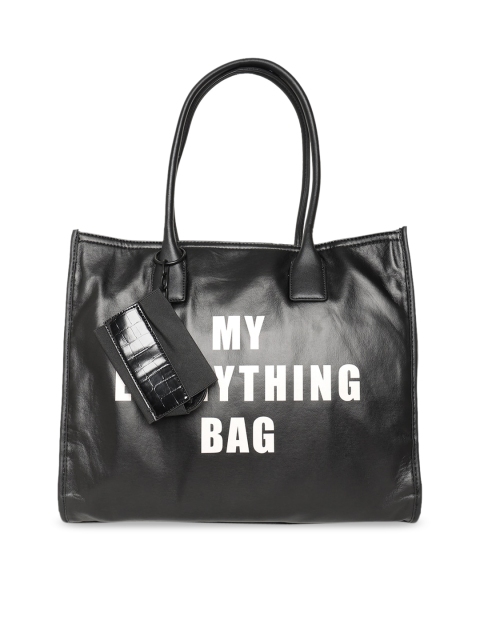 

ALDO Black Printed PU Oversized Shopper Handheld Bag with Quilted