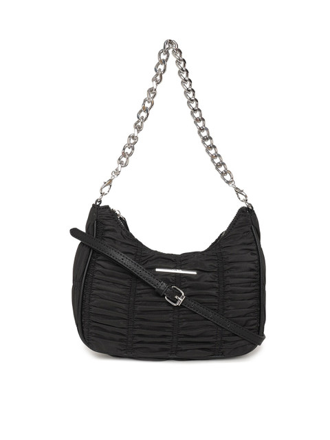 

ALDO Black PU Structured Sling Bag with Quilted