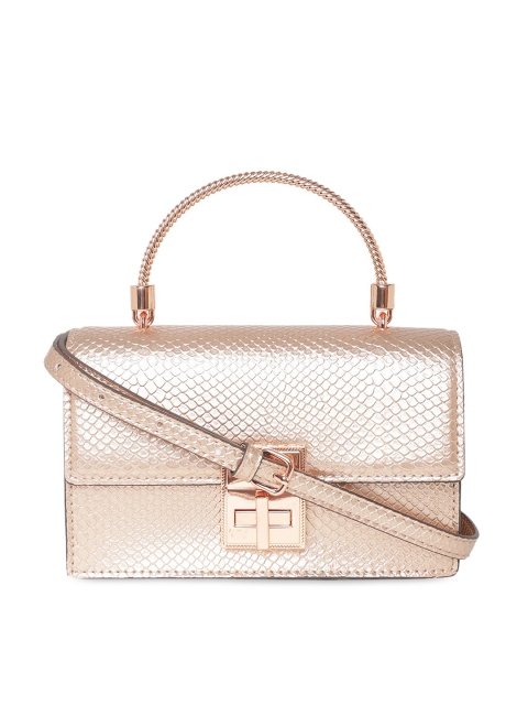 

ALDO Rose Gold Textured PU Structured Handheld Bag
