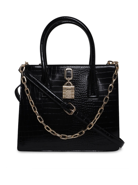 

ALDO Black Animal Textured PU Structured Handheld Bag