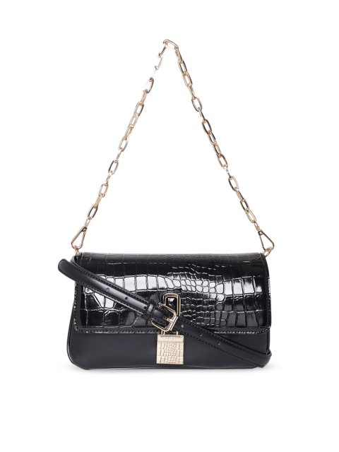 

ALDO Black Textured Structured Handheld Bag