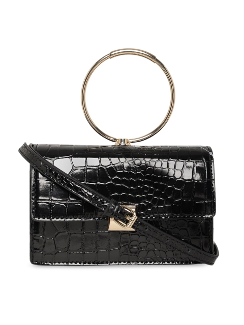 

ALDO Black Textured PU Structured Satchel