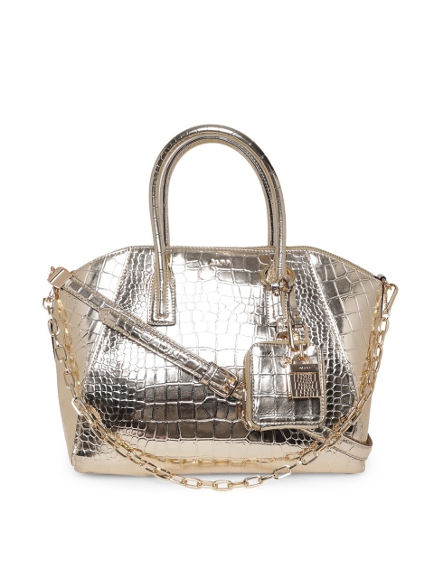 

ALDO Gold-Toned Animal Textured PU Structured Handheld Bag