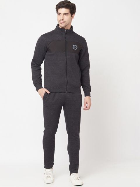 

Octave Men Charcoal Grey Solid Cotton Tracksuit