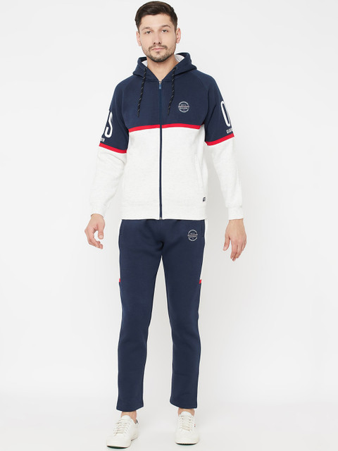 

Octave Men Navy Blue & White Colourblocked Tracksuit
