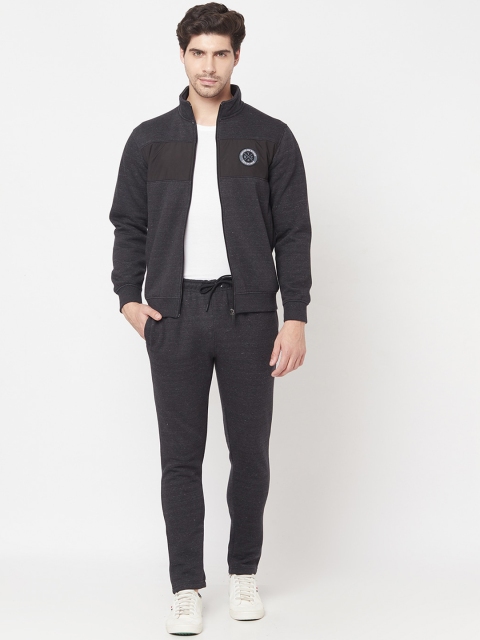 

Octave Men Black Solid Cotton Tracksuit