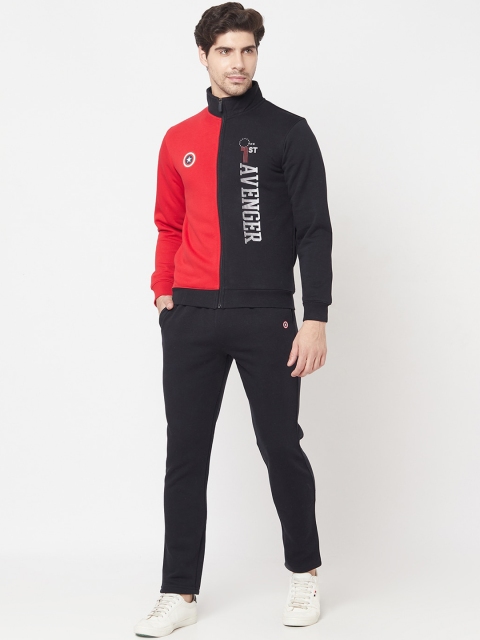 

Octave Men Black & Red Colourblocked Cotton Tracksuit