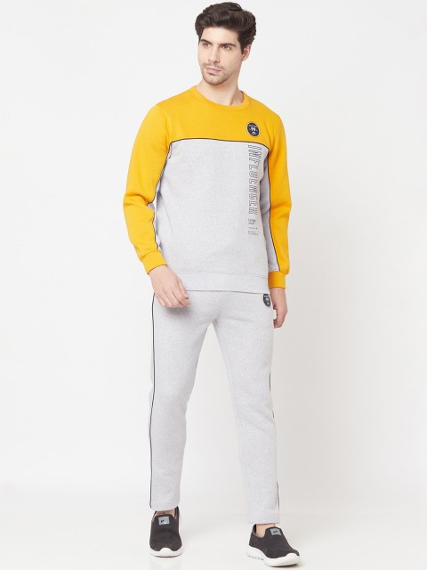 

Octave Men Yellow & Grey Colourblocked Cotton Tracksuit