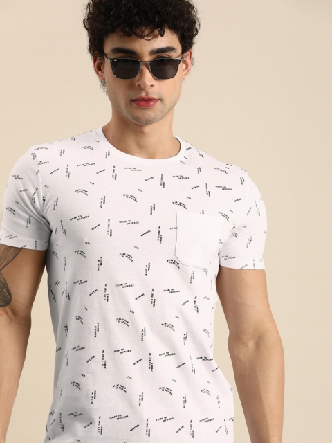 

Being Human Men White & Black Typography Printed Pure Cotton T-shirt