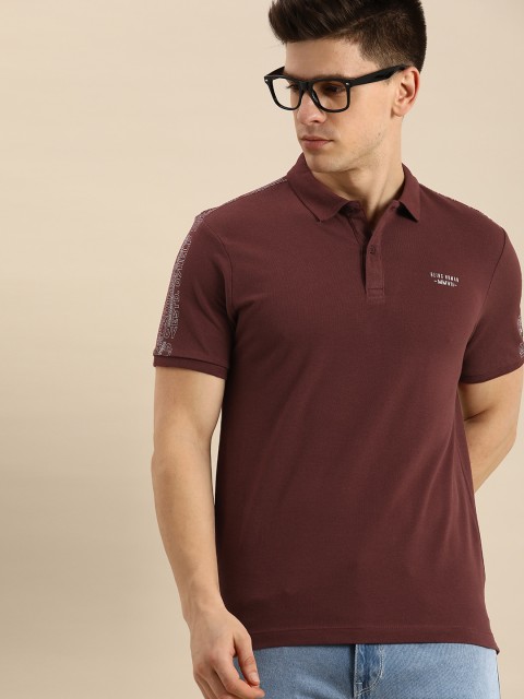 

Being Human Men Maroon Solid Polo Collar T-shirt